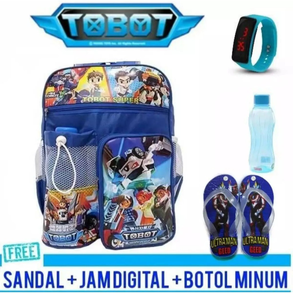 Tas ransel sekolah anak laki laki model tobot paket 3 in 1