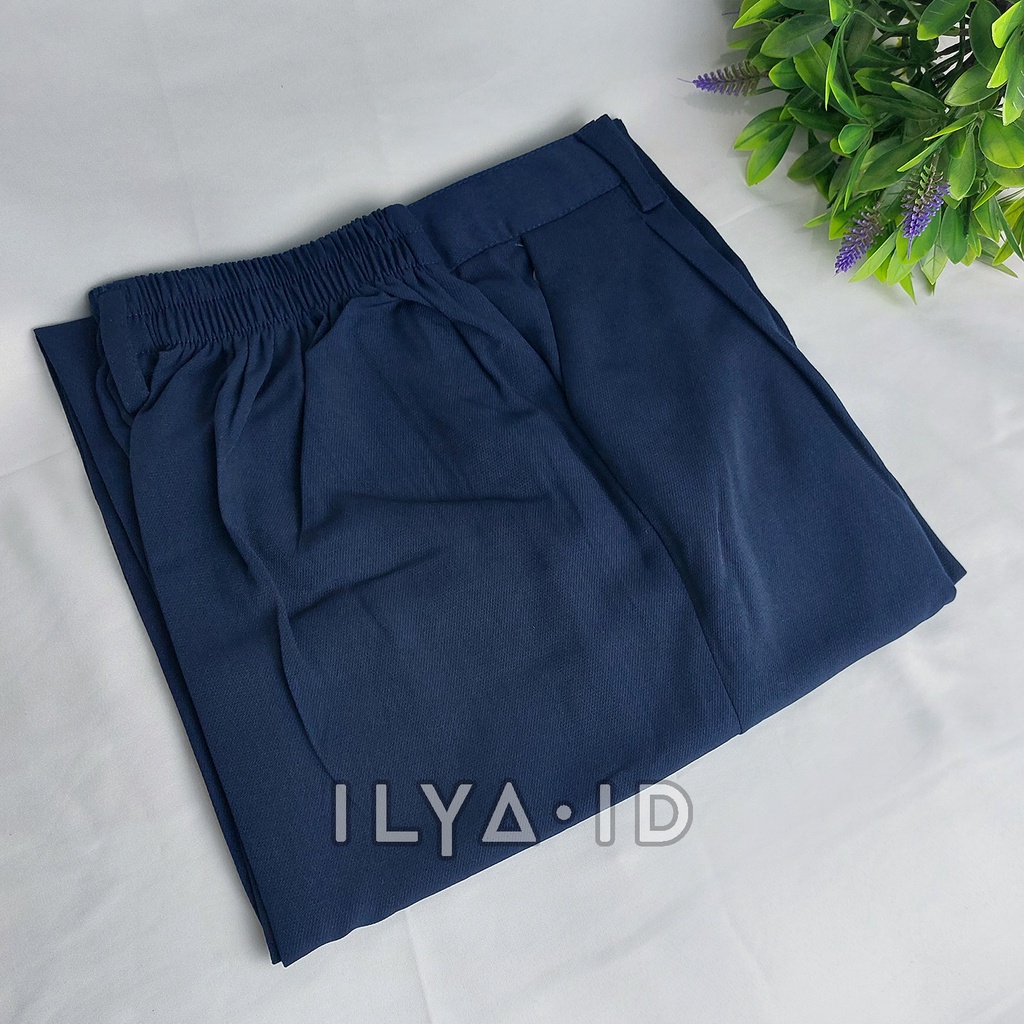 Jiso Pants (Navy) - Loose Pants Trousers Highwaist Kulot Wanita - Celana Kulot Highwaist Bahan Jatuh BB 35-85 KG