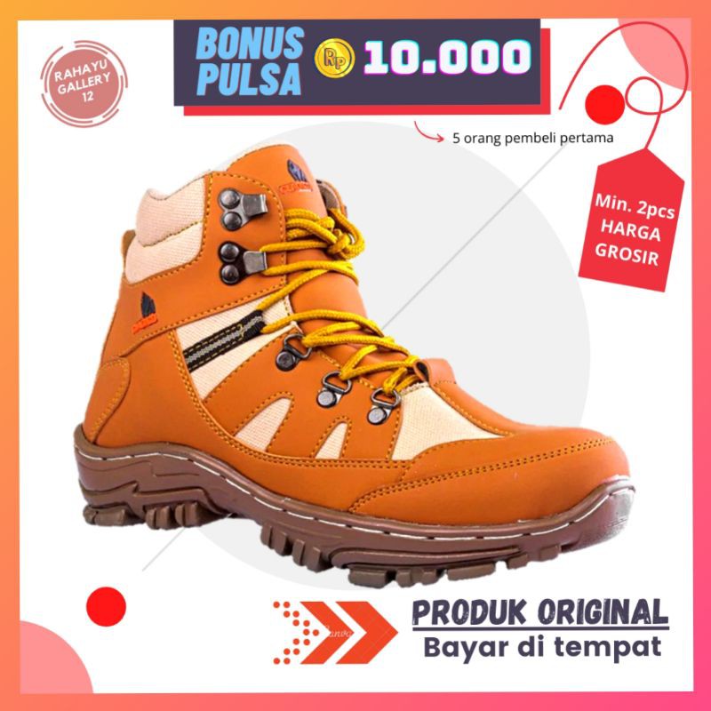 Cladico Roadster High Sepatu Safety Boots Pria Kulit Sintetis Premium Sol Kuat Ringan