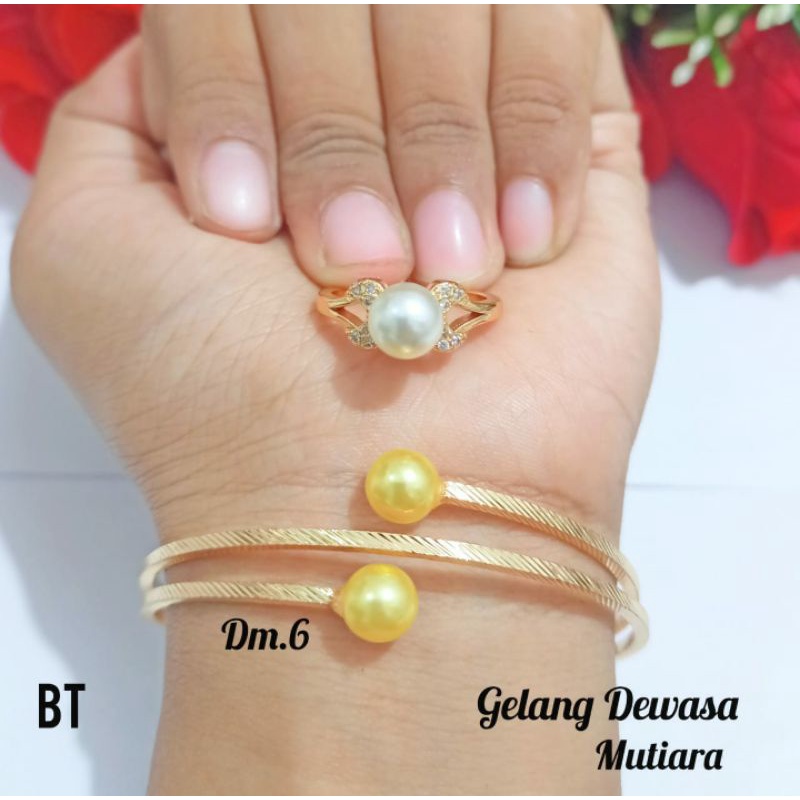 Gelang Dewasa Mutiara free Cincin Mutiara Gold dan Silver limited edition (COD)