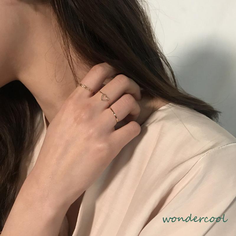 4 Pcs/set Jari Telunjuk Cincin Rose Gold Cincin Set Untuk Wanita Aksesoris Perhiasan Hadiah Natal-Won