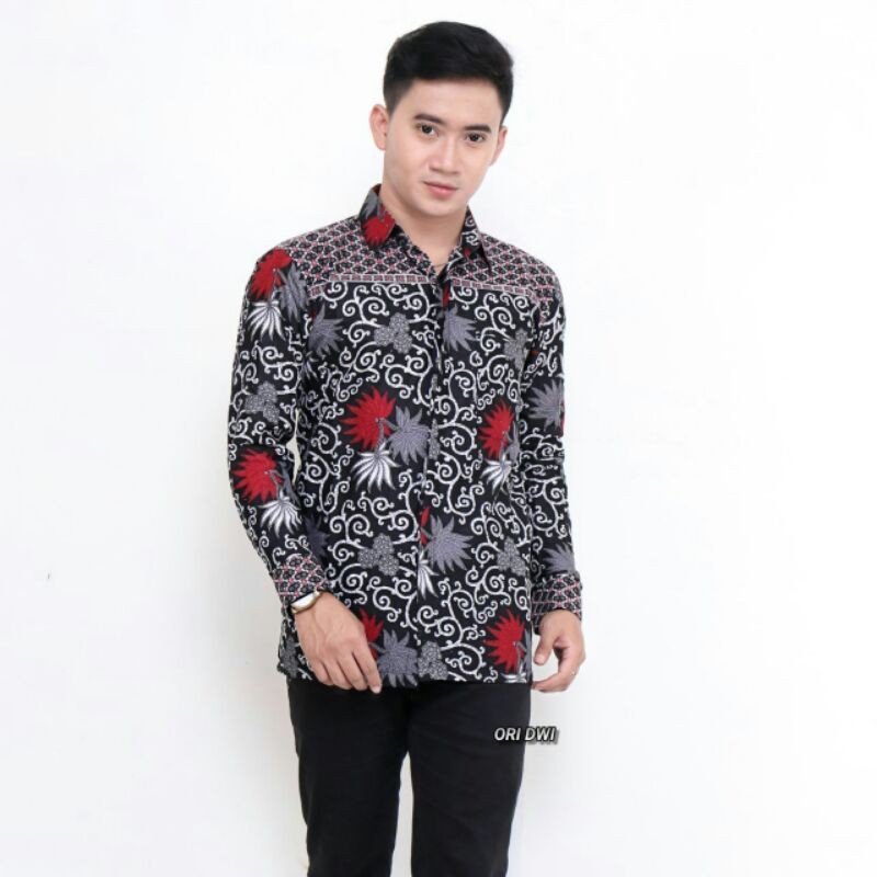 BATIK COUPLE KELUARGA sania ruffle ori ndoro jowi dnt motif Kembang Langit-Kemeja Panjang