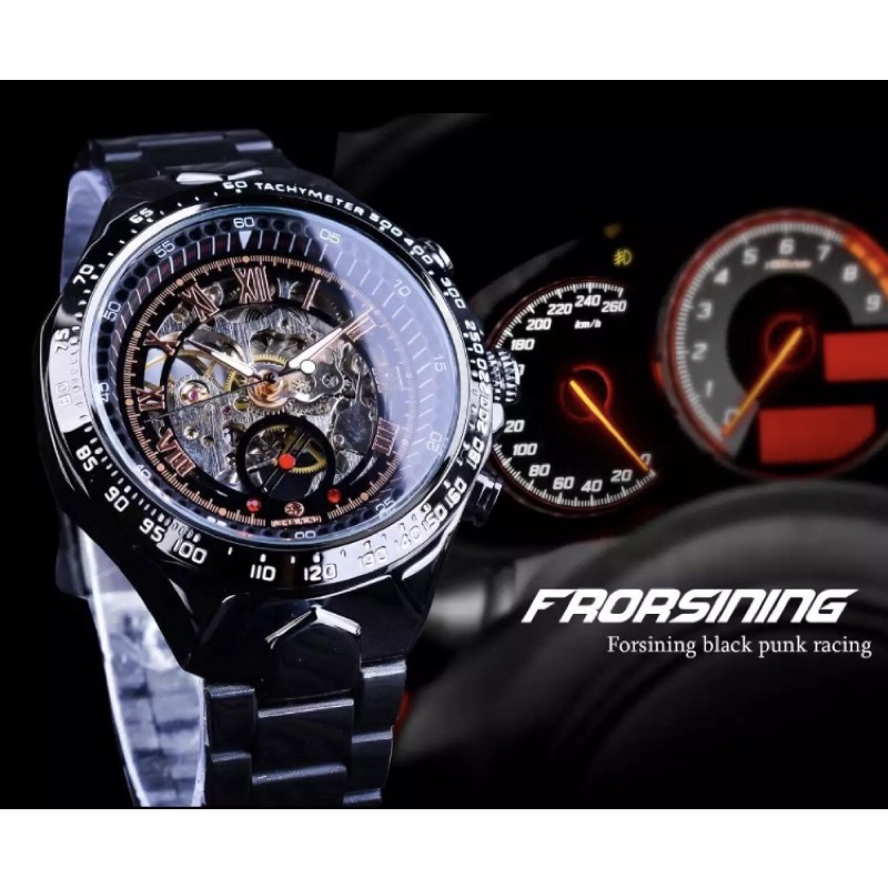 FORSINING Jam Tangan Pria Automatic Mechanical Tanpa Baterai Sporty Bisnis All Black