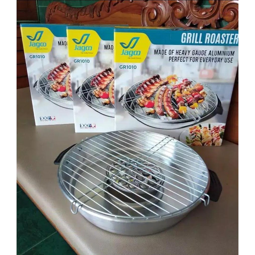 PAKET HEMAT PEMANGGANG PORTABLE PANGGANGAN SERBAGUNA SOSIS DLL ANTI LENGKET/ ROASTER GRILL PEMANGGANG PUTAR 360° Alat Panggang Panggangan Sate Sosis burger / Alat Panggang Roaster Panggangan / Alat Panggang Fancy Grill / Fancy Grill 33 cm