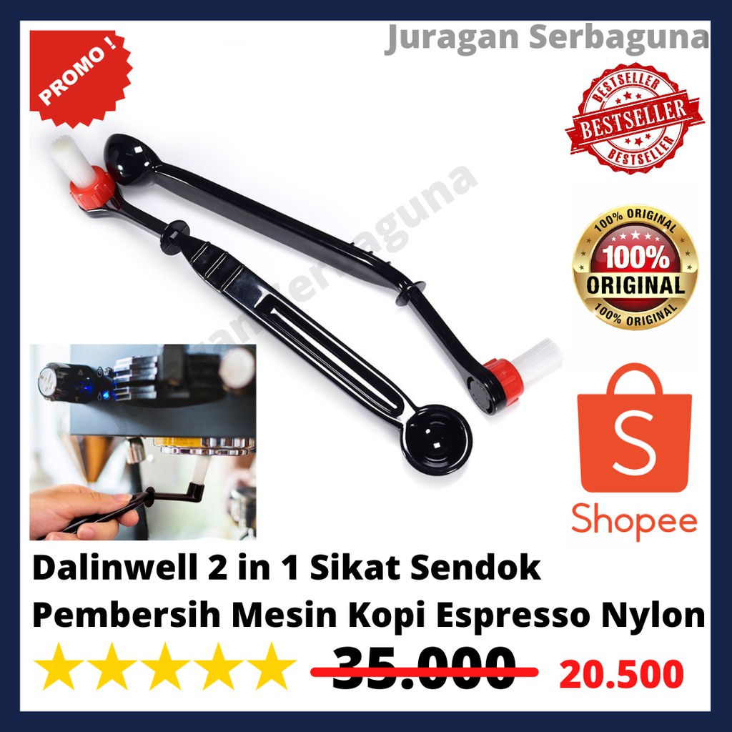 Dalinwell 2 in 1 Sikat Sendok Pembersih Mesin Kopi Espresso Nylon