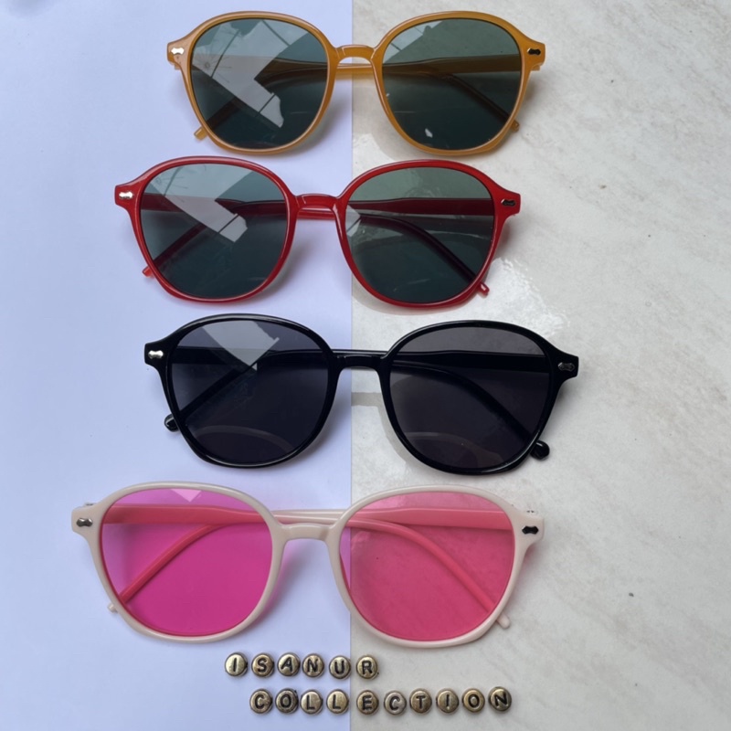 ISANUR97 - AGYA SUNGLASSES | Kacamata Bulat Kacamata Hitam Wanita Retro Korean Fashion