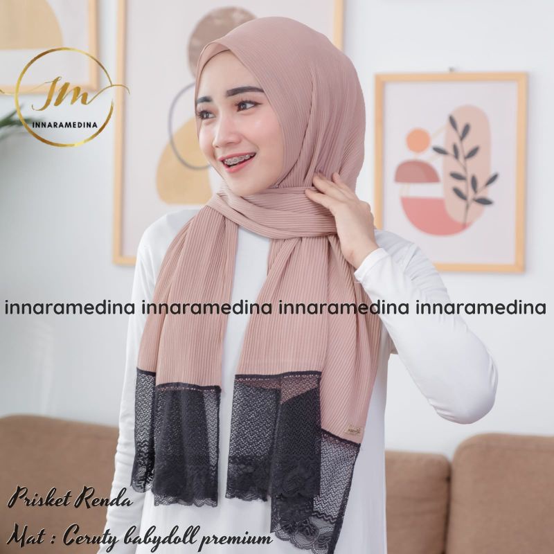 (BISA COD) Pashmina Plisket Renda Brokat/ Pasmina Plisket Renda Brukat / Pashmina model terbaru