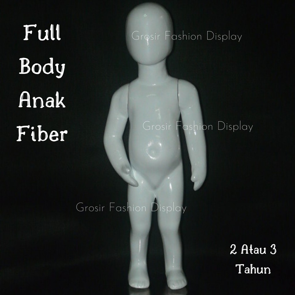 Patung Manekin Anak Full Body Fiber Wajah Alien Warna Putih 2 Atau 3 Tahun Cewek Cowok-SET D