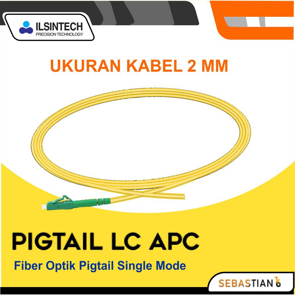 Pigtail LC Singlemode APC Fiber Optik Ukuran 2mm Pigtail FO