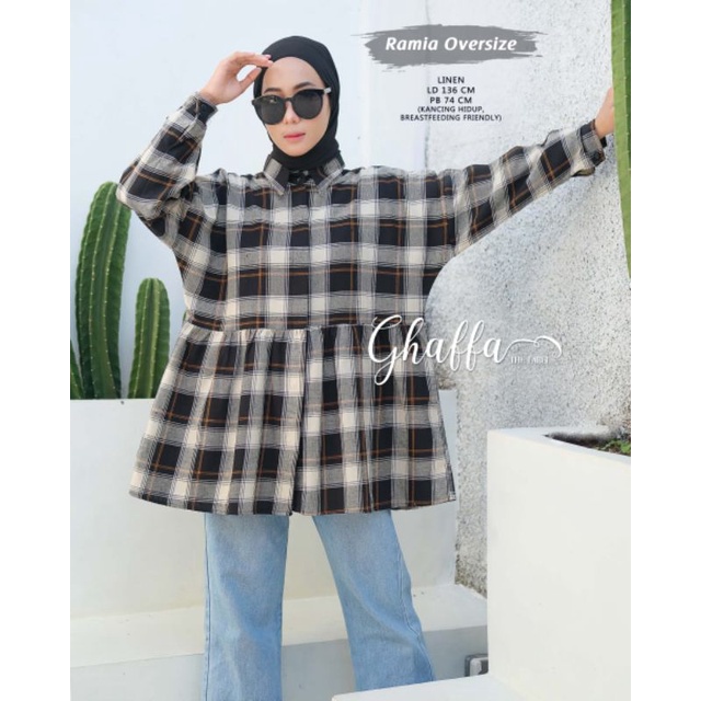 ramia oversize kemeja kotak-kotak wanita by ghaffa label