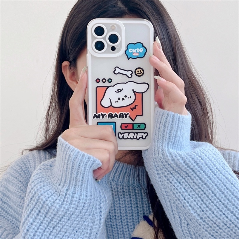 Soft Case Silikon Motif Anjing / Kucing Untuk iPhone 13 12 11 Pro Max X Xr Xs Max SE 8 7 6 6s Plus