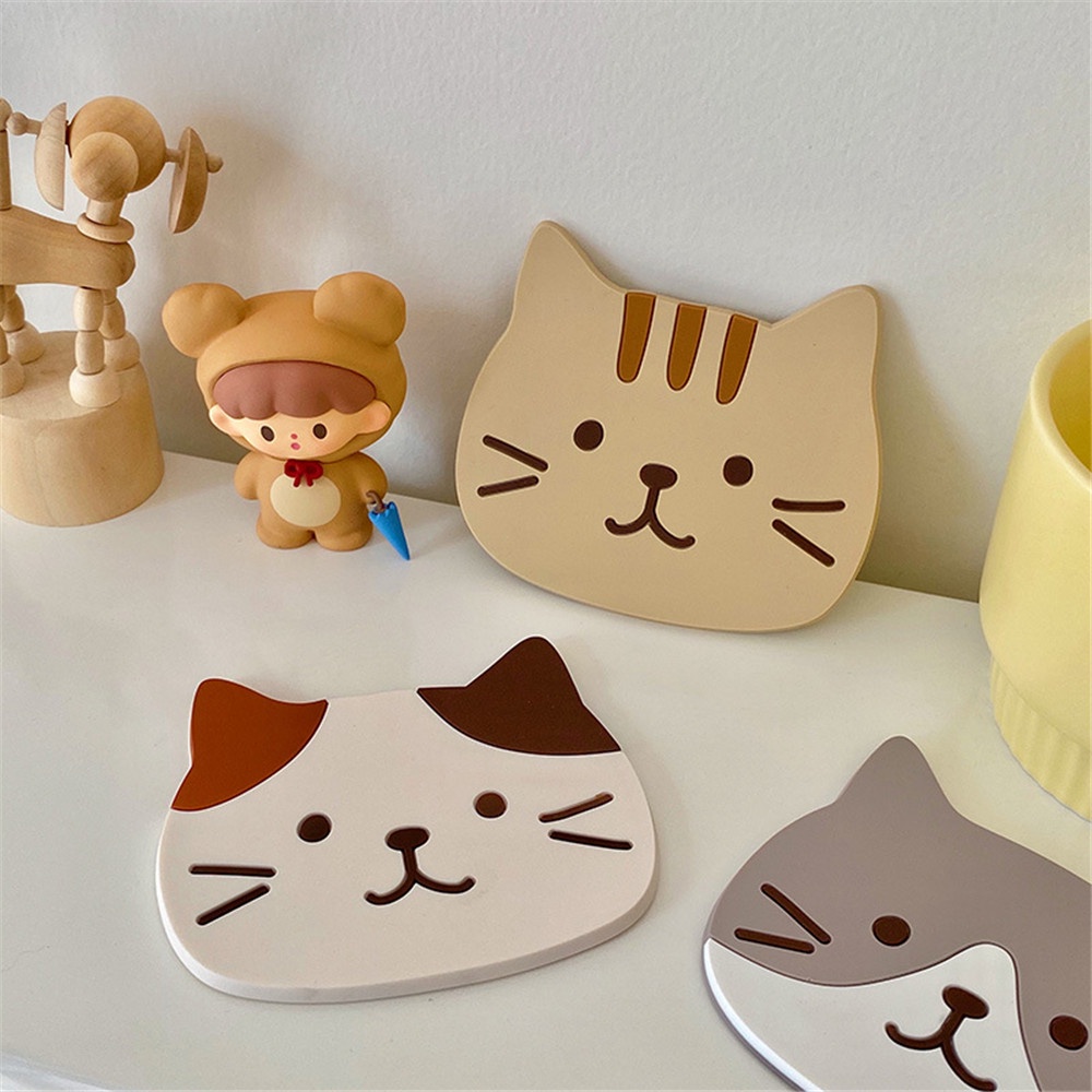 Tatakan silikon PVC lucu kucing | Tatakan Non-slip Isolasi Anti Panas