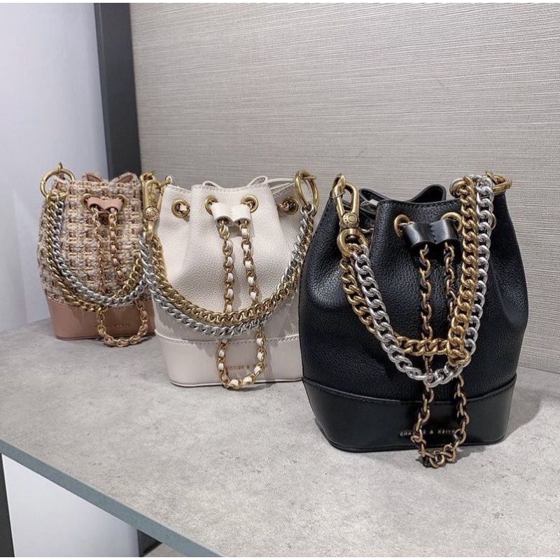 CK TWEED BUCKET BAG NEW