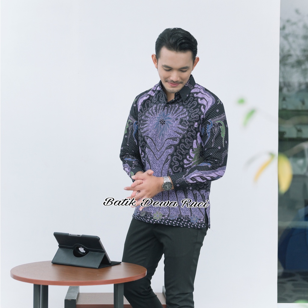 Kemeja Batik PUJONGGO LILAC Full Furing Bahan Katun Halus High Quality