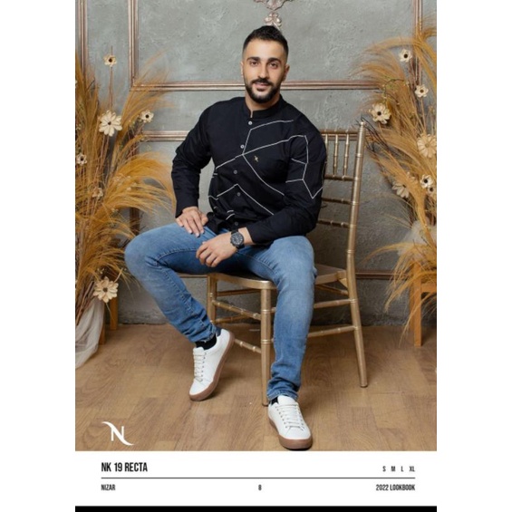 baju koko nizar bordir hitam