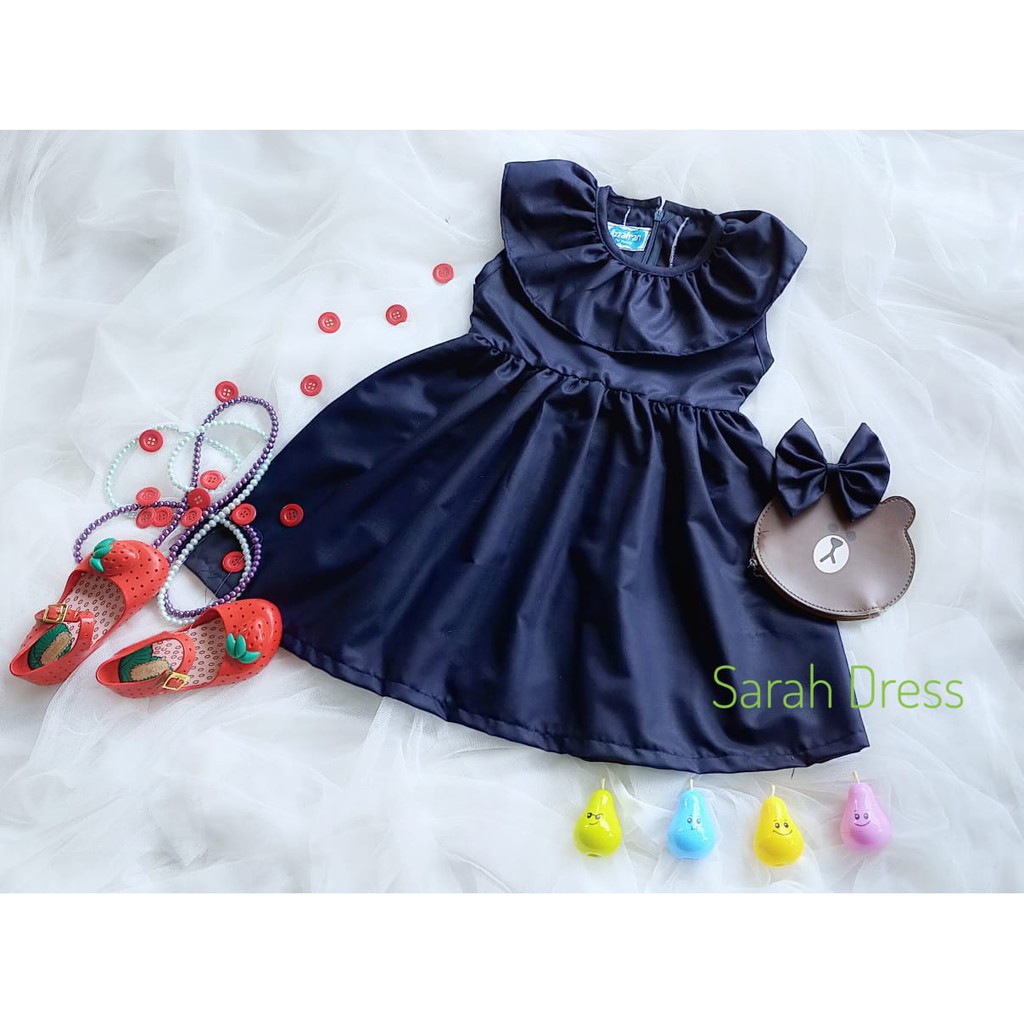 SARAH DRESS ANAK 5-7 TAHUN WARNA NAVY &lt;READYSTOK&gt;