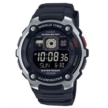 Casio Original AE-2000W-1A /1B Jam Tangan Pria - Digital - Karet - Silver Hitam