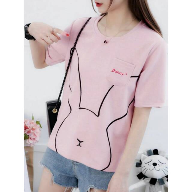 RABBIT TEE/BLOUSE WANITA KEKINIAN