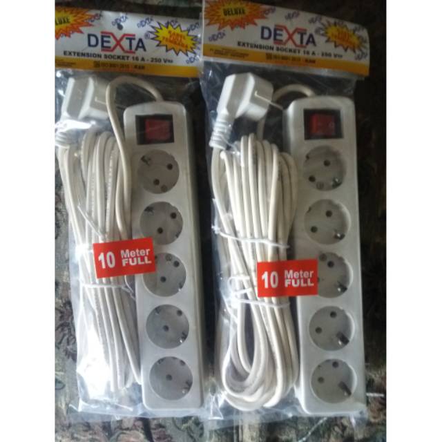 Jual STOP KONTAK MERK DEXTA 5 LUBANG PANJANG LABEL 10 METER SNI FULL ...