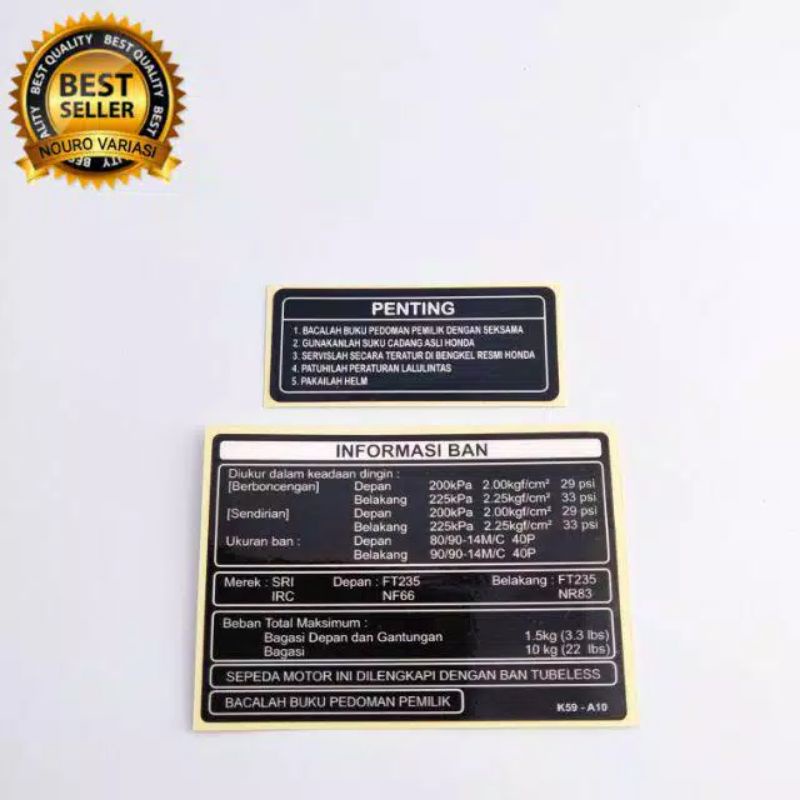 stiker penting warning honda beat vario pcx spacy