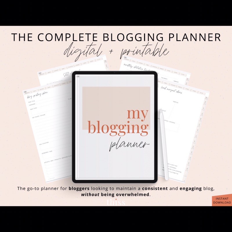 Digital Journal &amp; Planner - Blogger Content Media Kit for Goodnotes, Notability, Xodo, (Full Page Hyperlinked)