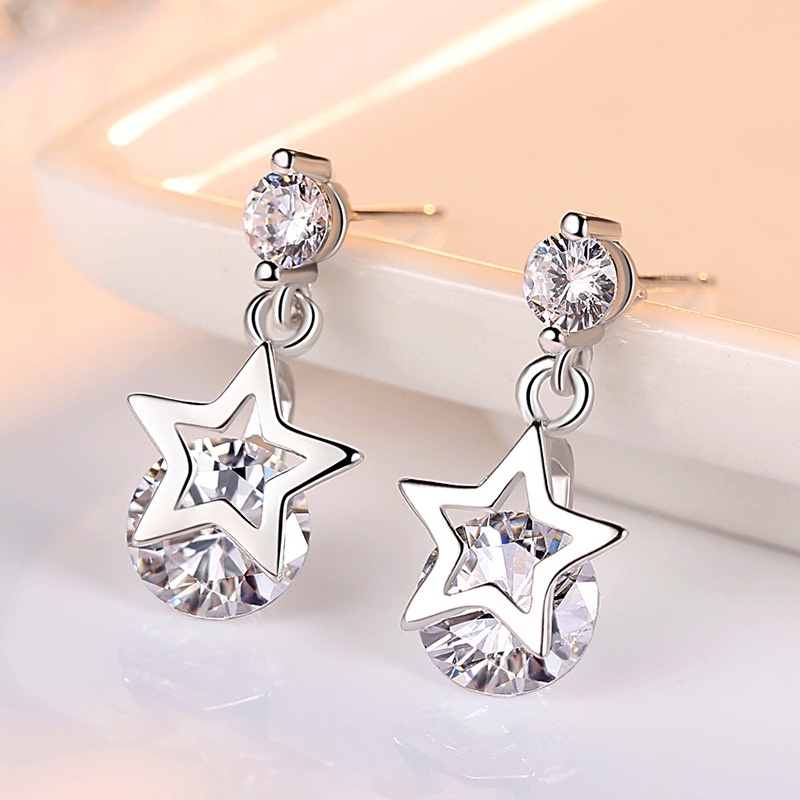 Anting Perak 925 Wanita Fashion Bintang Fashion Perhiasan/Subang Telinga anting perempuan