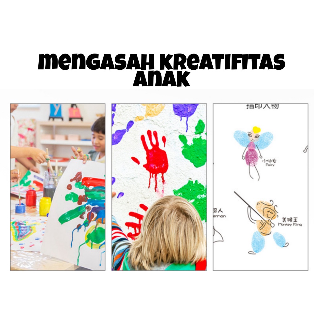 

HJK TERMURAH Washable Finger Paint / Cat Warna No Toxic / Hand Painting Khusus Anak / Cat Bisa
