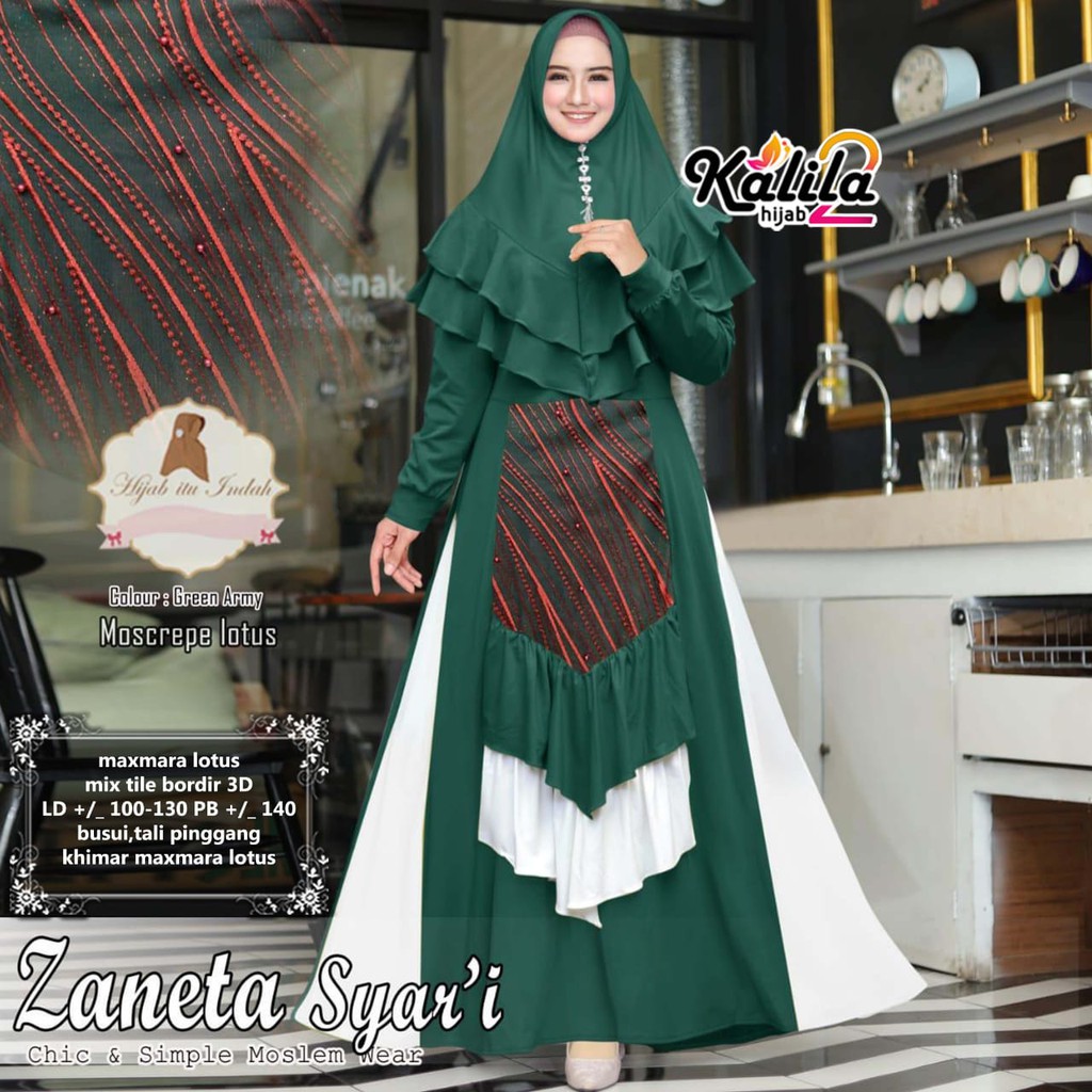 OK - BARU BAJU GAMIS WANITA MUSLIM ZANETA SYARI | GAMIS SYARI MURAH | GAMIS DRESS WANITA TERBARU