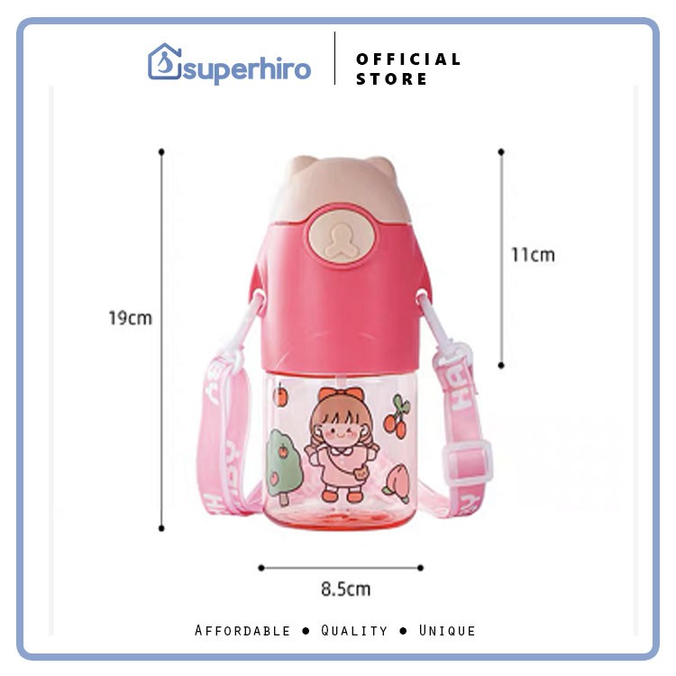 Botol Minum Anak Sedotan Tali Boy Girl Bottle BPA Free 600ML Cartoon