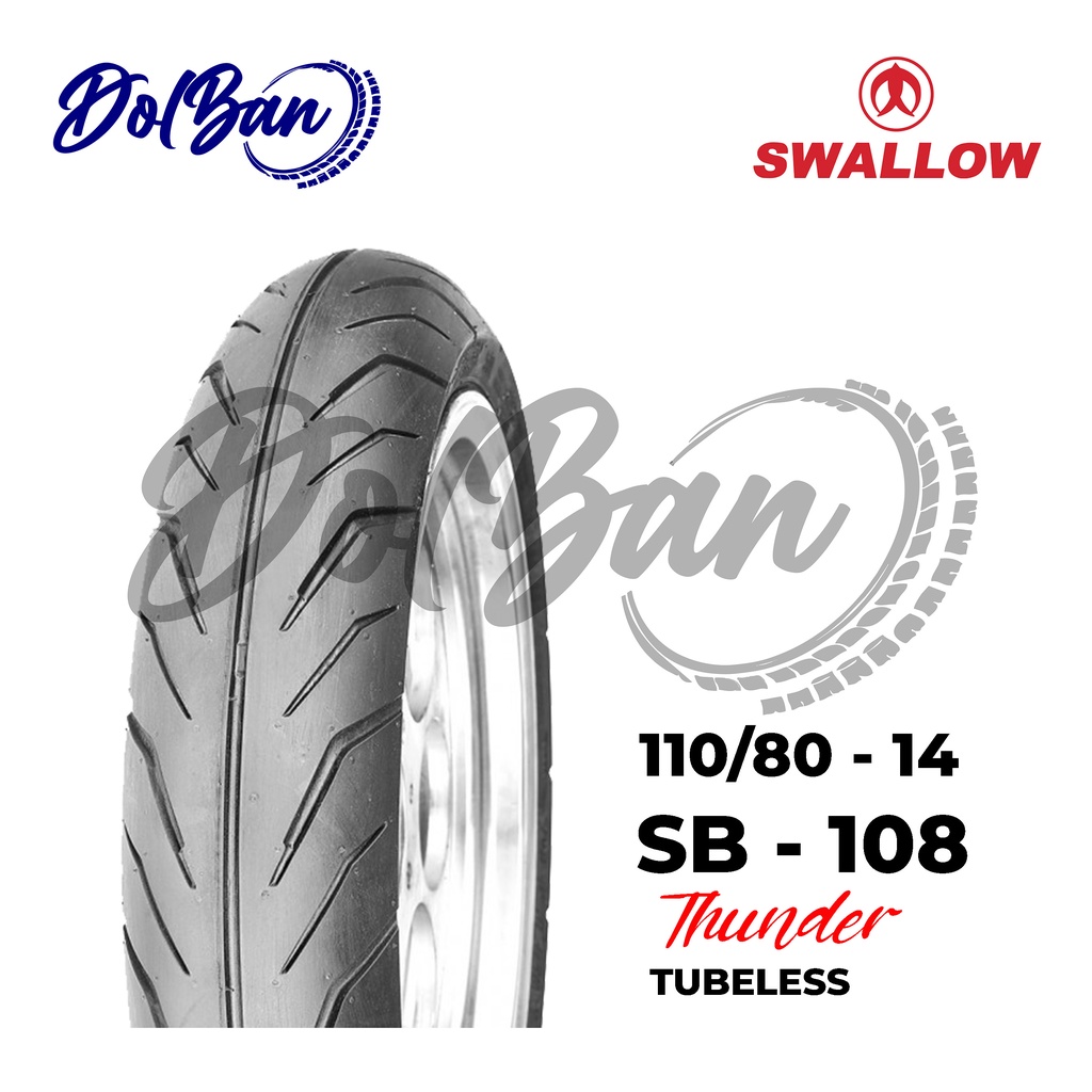 BAN LUAR MOTOR SWALLOW 110/80-14 RING 14 SB-108 THUNDER TUBELESS