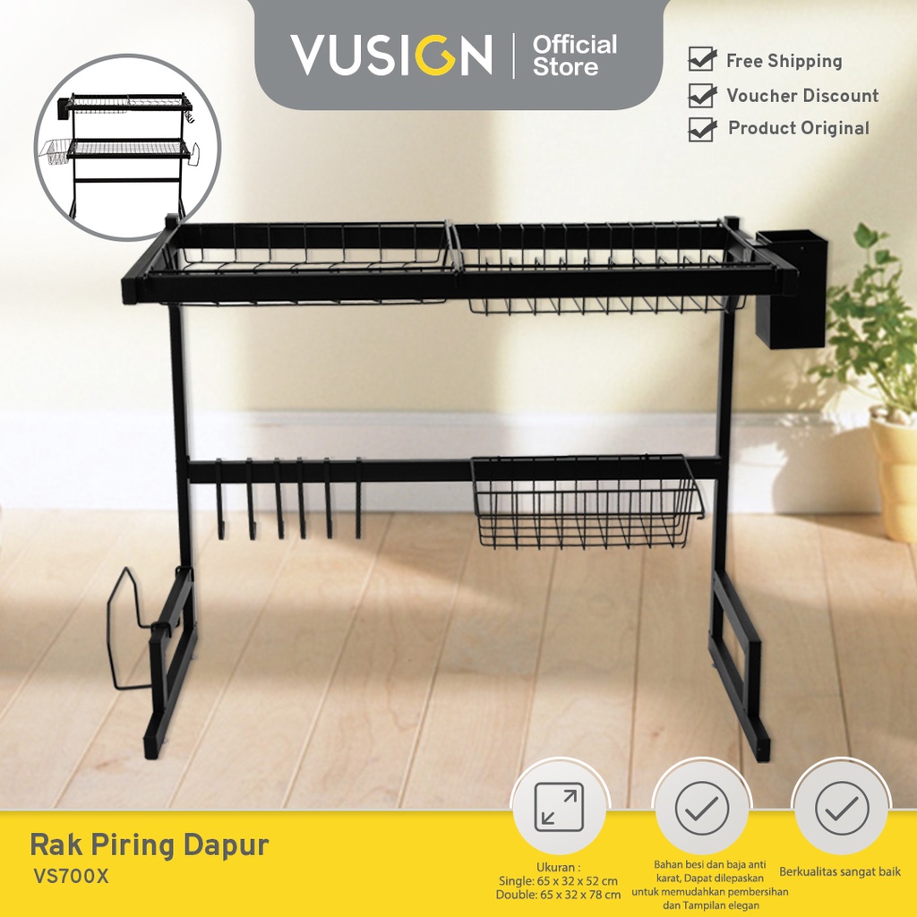 Vusign Sink Rack / Rak Piring Dapur / Rak Wastafel Stainless 65 CM Kokoh VS70X