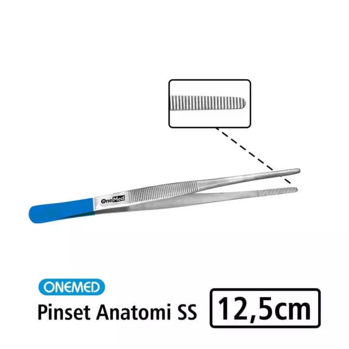 PINSET BEDAH ANATOMI BIRU 12.5cm STAINLESS STEEL ONEMED