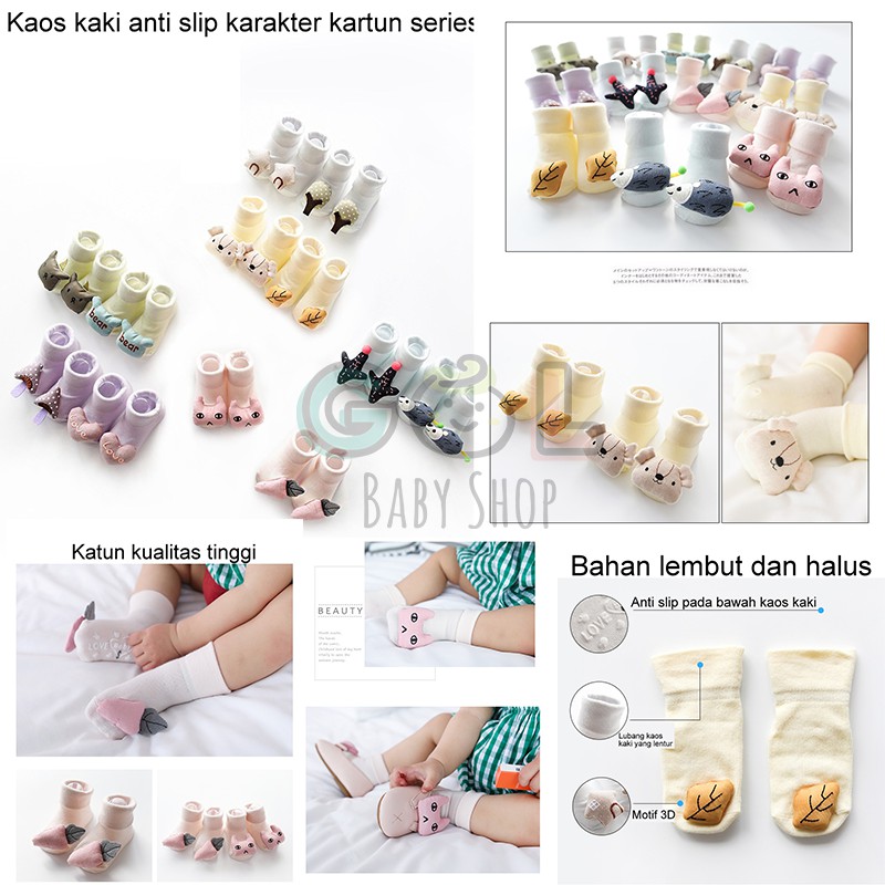 Prewalker kaos kaki bayi kaos kaki pendek 3D motif Kartun anti slip