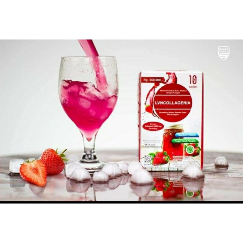 

LVNCOLLAGENIA dengan 5300mg kolagen /sachet. isi 10 sachet/box