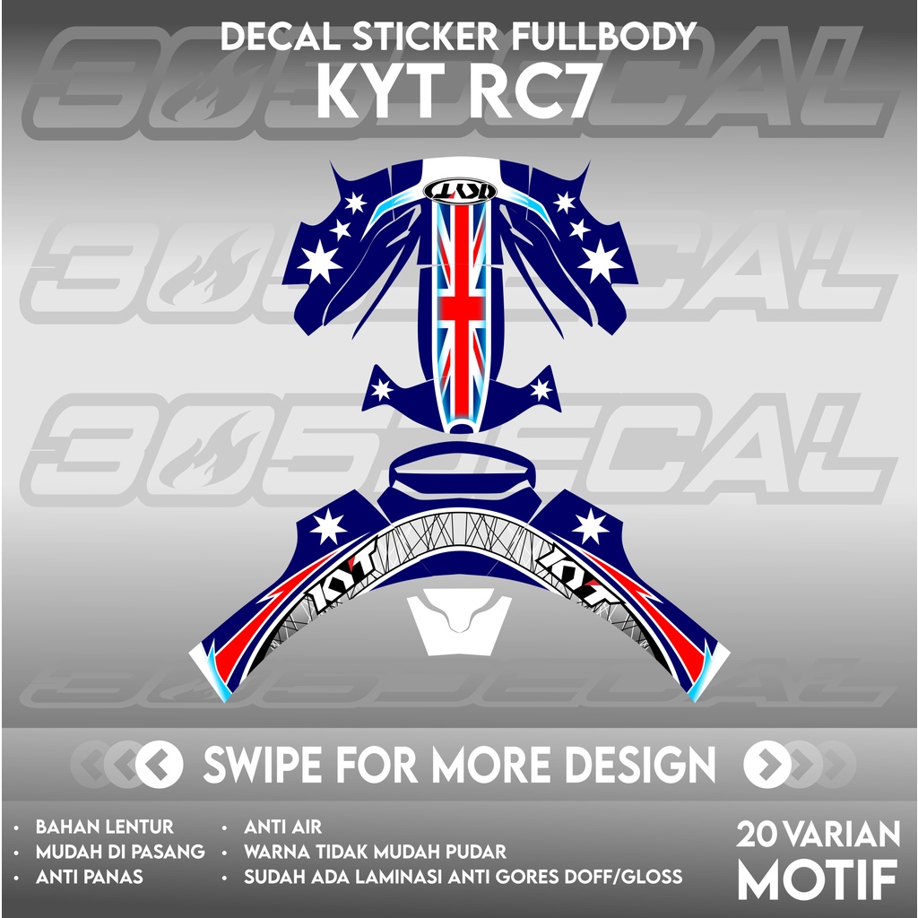 Sticker decal helm KYT RC7 motif amerika | decal helm | decal sticker