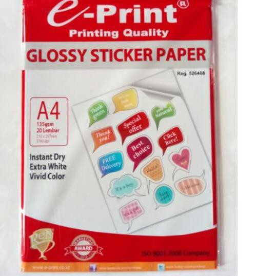 

PALING HOT!! (tuo-288) Sticker Kertas A4 STIKER GLOSSY EPRINT