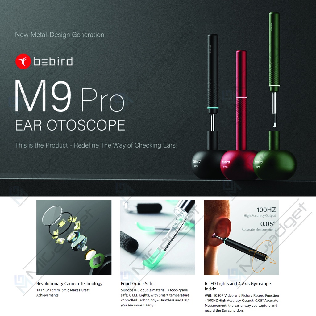 Bebird M9 Pro Smart Visual Ear Stick Kamera Endoscope 300W