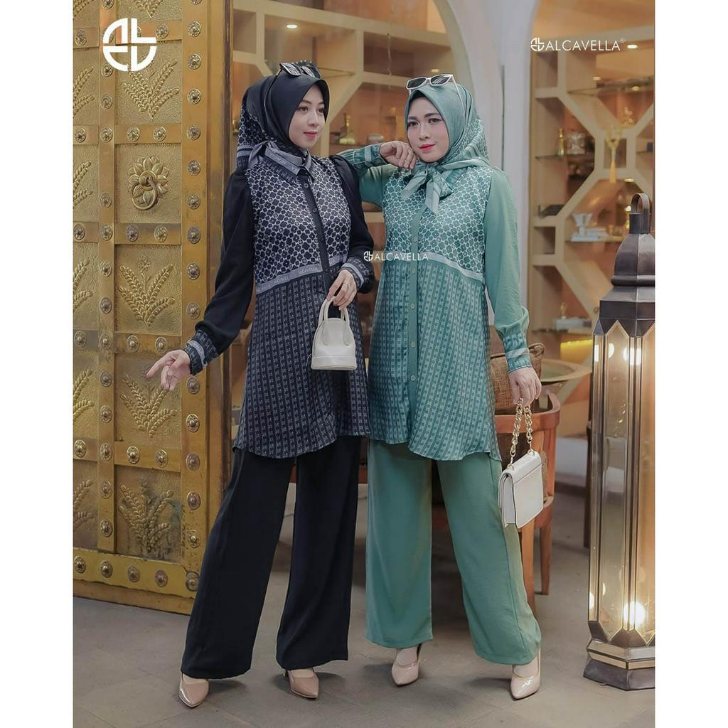 ALCAVELLA -LOVIA SETT | ONE SET MUSLIM| BAJU SETELAN WANITA | ATASAN WANITA