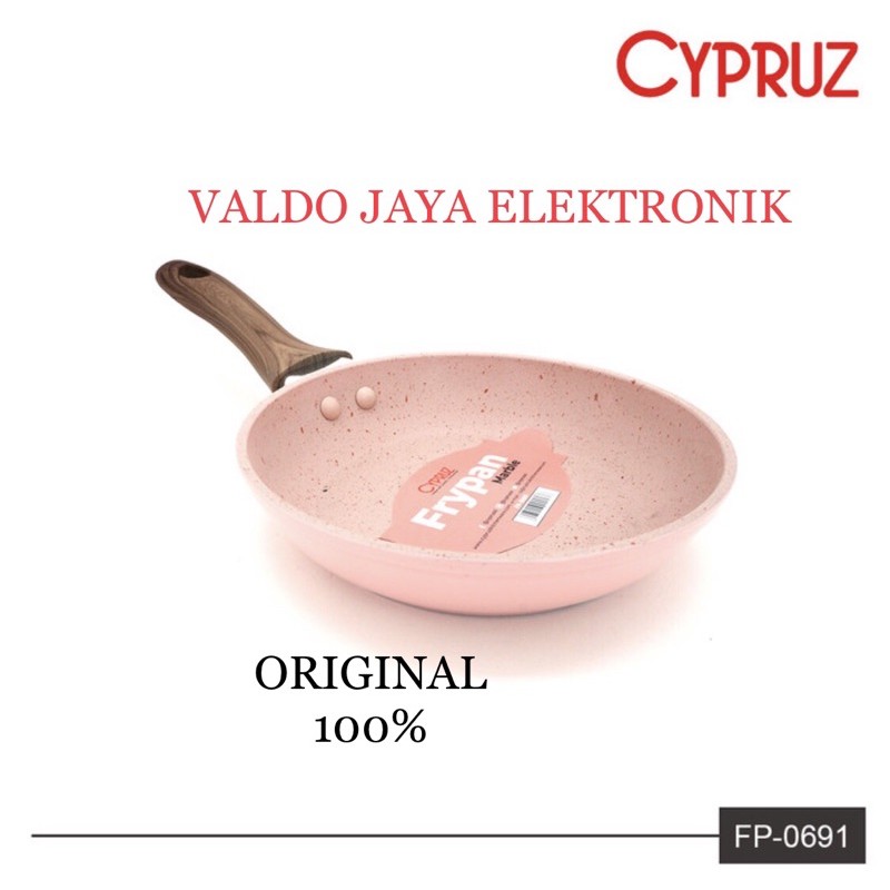 CYPRUZ Frypan Marble Coating Color 14cm FP-0691 / Cypruz Wooden Touch Handle FP0691