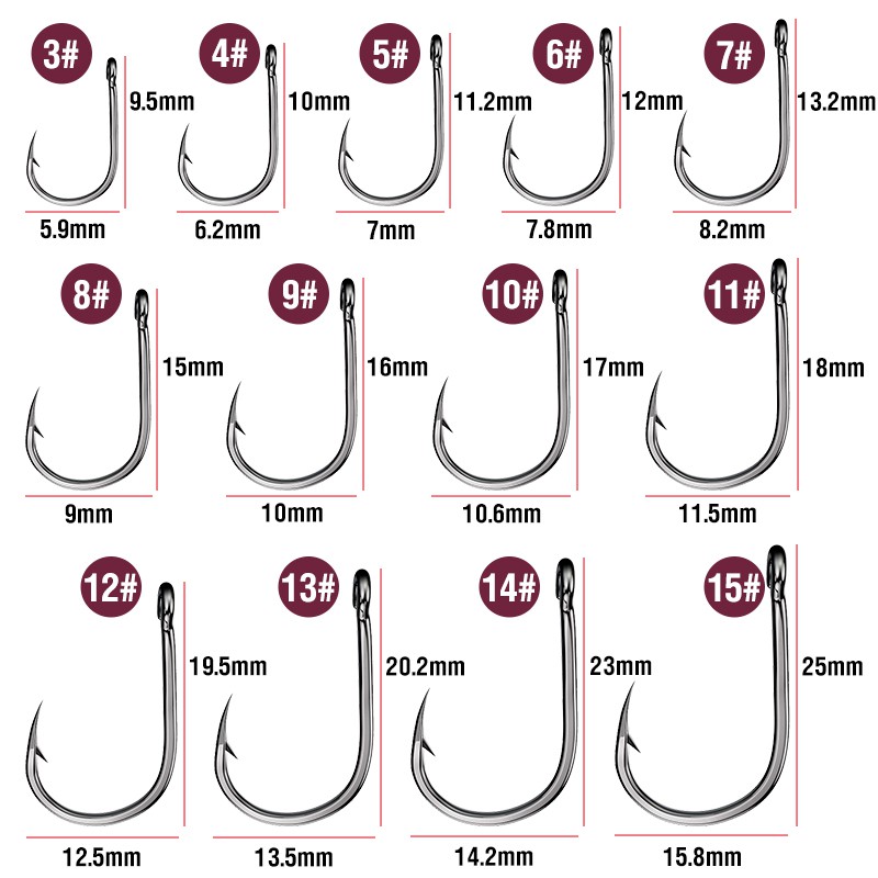 100pcs / Set Kail Pancing Bahan Carbon Steel Tahan Lama