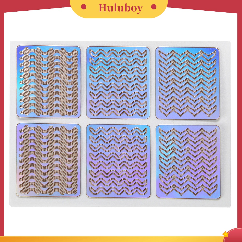 Huluboy Huluboy♡ 6 / 12 / 24 Lembar Stiker Cetakan Stensil Hollow Bahan Vinyl Untuk Nail Art DIY