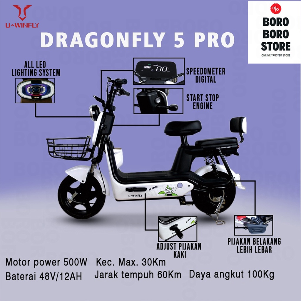 SEPEDA LISTRIK UWINFLY DRAGONFLY 5 PLUS / DF5 + GARANSI RESMI