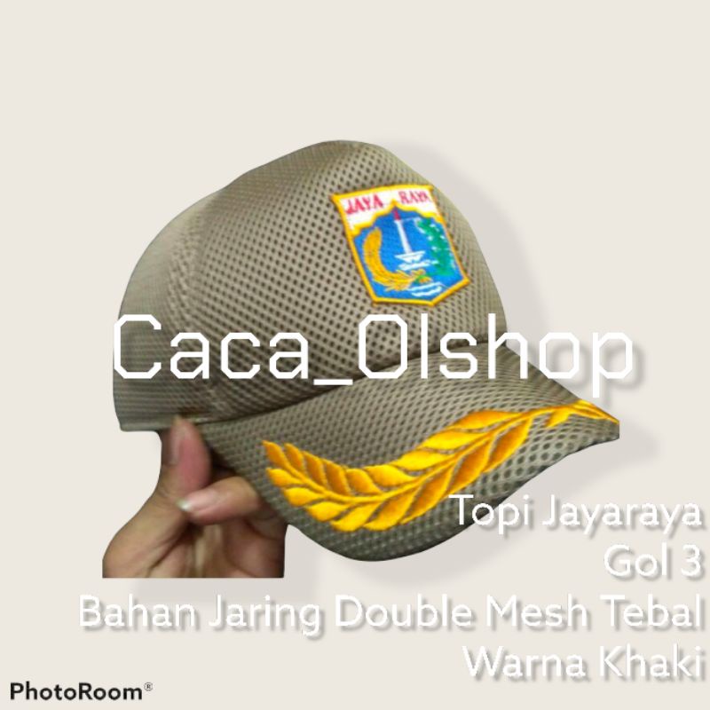 Topi PNS DKI Jayaraya khaki bahan jaring dobel mess