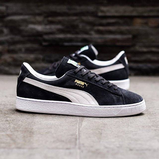PUMA SUEDE BLACK WHITE PADDING WHITE