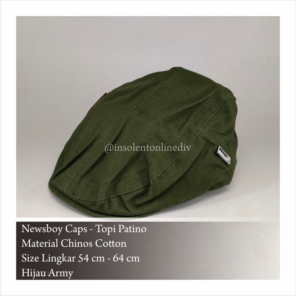 Insolent - Topi Patino Newsboy Hat Chinos Setelan Karet Belakang Flat Caps Pria Wanita Dewasa All Si
