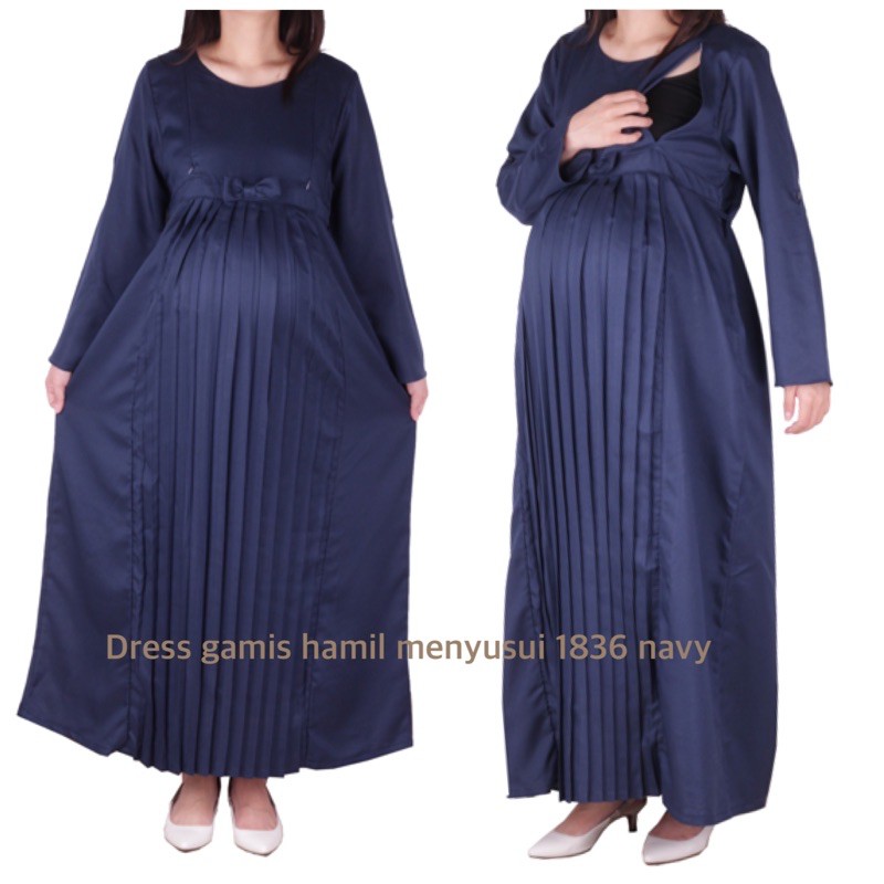 Baju hamil gamis hamil dan menyusui 1836 biru