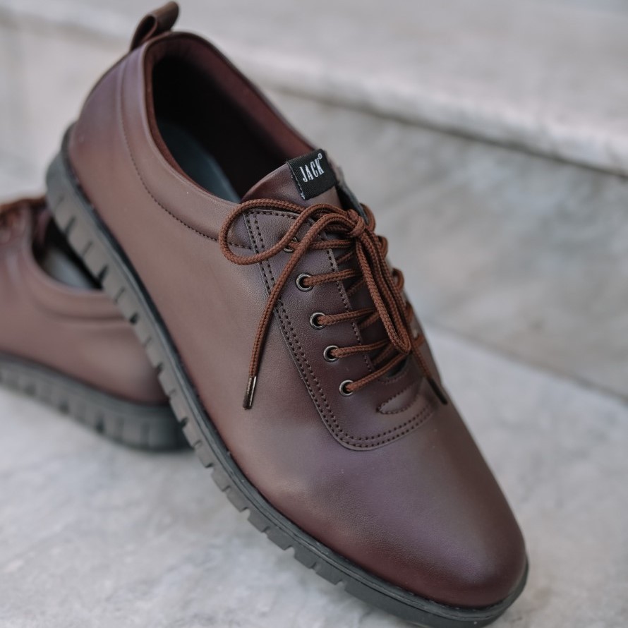 BRAVE BROWN - Sepatu Pantofel Pria Kulit Formal Kantor Kasual Kerja Kuliah Oxford - Pantopel