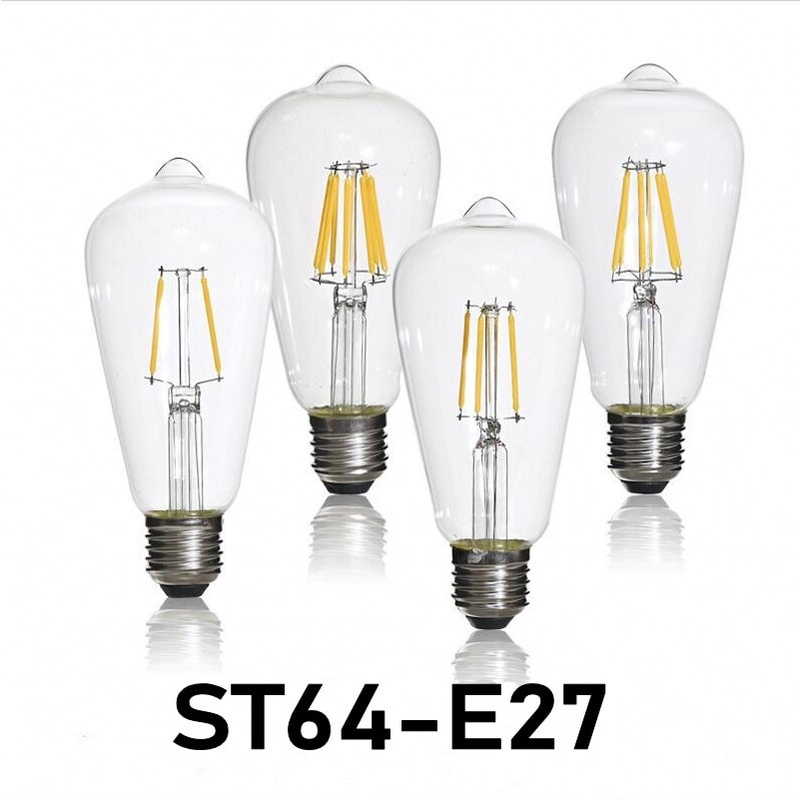 ST64 4/6/8/12W Retro Transparent LED Filament Bulb Lamp 220V E27 Vintage  Replace Incandescent Light for Home Bedroom