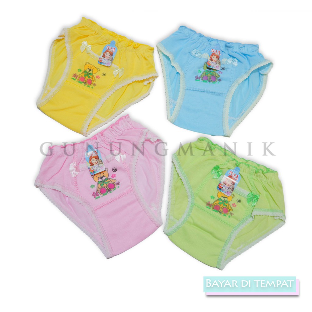 celana dalam anak perempuan isi 6 pcs motif kartun bahan katun lembut menyerap keringat termurah