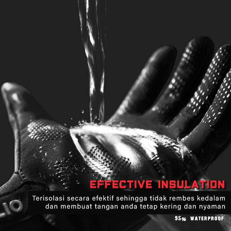 Avelio waterproof glove full finger sarung tangan sepeda windproof water resistant